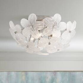 Z-240217fm4 Possini Euro Design Filoli 16 Inch Wide Nickel Flower Ceiling Light