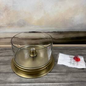 1454328 Pottery Barn Solomon Recycled Glass Outdoor Flush Mount Tumbled Brass Flaws Read