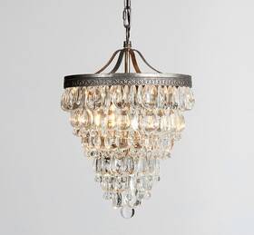 5466565 Pottery Barn Clarissa Small 13 Inch Glass Crystal Round Chandelier Light - New