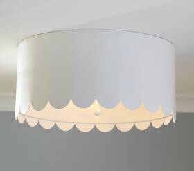1794513 Pottery Barn Kids New 12 Inch Diameter Metal Scalloped Flushmount White Clg Fixture