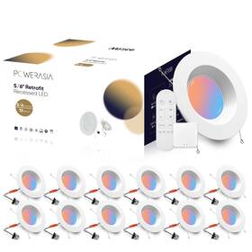 5cct Powerasia Rgb-wh 12 Pack 5/6 Inch Led Retrofit Rgb Recessed Lighting 12w 1200lm Sma