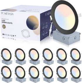 5cct Powerasia 691198063221 12 Pack Recessed Lighting 6 Inch With Junction Box Black Led Lights