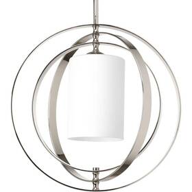 Progress Lighting 785247177998 Equinox 1-light Polished Nickel Pendant With Opal Etched Glass