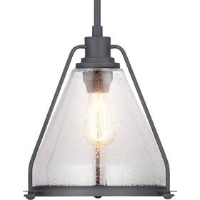 Progress Lighting 785247228003 Range Collection 1-light Clear Seeded Glass Coastal Pendant Light Graphite Black