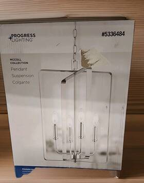 Progress Lighting 785247255818 Mccoll 4-light Brushed Nickel Dimmable Chandelier - New