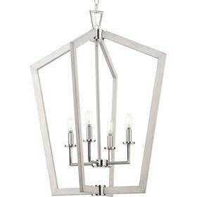 P500378-009 Progress Lighting 785247265039 Galloway Collection 4-light Modern Farmhouse Foyer Light Brushed