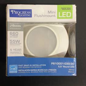 805305 Progress Lighting Mini Flushmount 5.5 Inch Round Led Light White