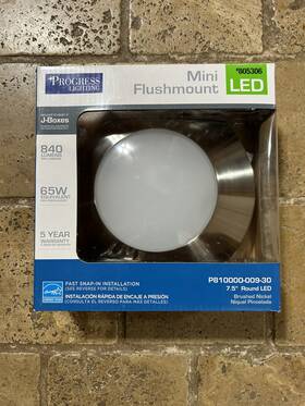 805306 Progress Lighting Mini Flushmount 7.5 Inch Round Led Light Brushed Nickel