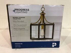 P500312-163 Progress Lighting Boswell 1-light Vintage Brass Mini-pendant Black Distressed