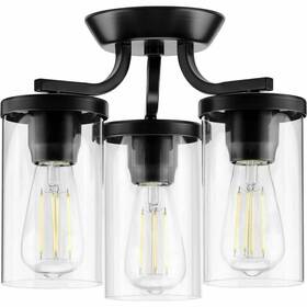 P350149-031 Progress Lighting Lassiter Black 3-light Semi-flush Mount 13 Inch Clear
