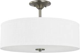 P350167-009 Progress Lighting Drum Brushed Nickel Semi Flush Ceiling Fixture Inspire 18 Inch