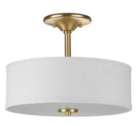P350167-012 Progress Lighting Inspire 18 Inch 3-lt Brass Summer Linen Semi-flush