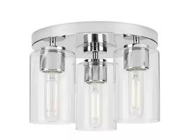 P350237-015 Progress Lighting Cofield 12 Inch 3-light Polished Chrome Flush Mount W Glass Sha