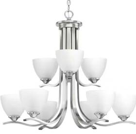 P400064-009 Progress Lighting Laird Collection 9 Light Brushed Nickel Traditional Chandelier