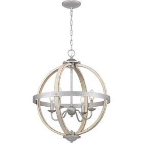 P400128-141 Progress Lighting Keowee 4-light Galvanized Orb Chandelier Antique White Accents