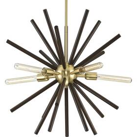 P400270-012 Progress Lighting Thorpe Collection 5-light Satin Brass Mid-century Modern Light