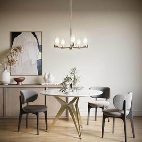 P400403-191 Progress Lighting Pellum 25 In 5 Light Brushed Gold Chandelier For Kitchen Room