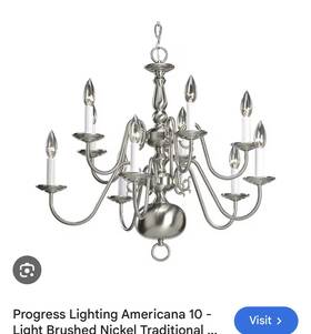 P4358-09 Progress Lighting Americana 10-light Brushed Nickel Chandelier 26 Inch