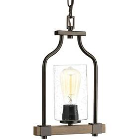 P500056-020 Progress Lighting Barnes Mill Collection 1-light Antique Bronze Pendant With Seeded Glass Shade
