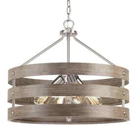 P500133-009di Progress Lighting Gulliver 22 Inch 4-light Brushed Nickel Farmhouse Drum Pendant