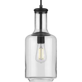 P500229-031 Progress Lighting Latrobe Black Large 1-light Pendant Clear Glass -