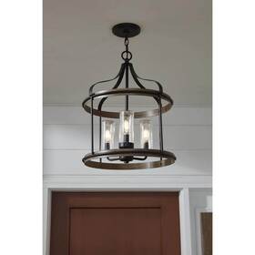 P500235-031 Progress Lighting Brenham Collection 3-light Matte Black Clear Seeded Glass