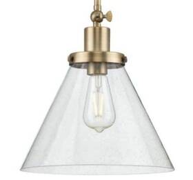 P500324-163 Progress Lighting Hinton 1-light Vintage Brass Seeded Glass Industrial Pendant Light