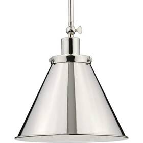 P500325-104 Progress Lighting Pendant Light 1-light Metal In Polished Nickel With Glass Shade