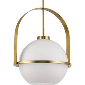 P500359-109 Progress Lighting Delayne Collection 21 Inch 1-light Brushed Bronze Pendant Light With Etched Opal