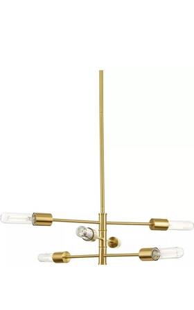 P500449-191 Progress Lighting Noda 6-light Brushed Gold Shaded Pendant Light Contemporary
