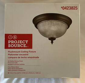 0423825 Project Source Oil-rubbed Flush Mount Ceiling Fixture New