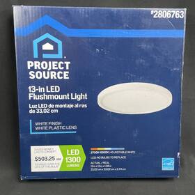 Project Source 2806763 13 Inch Flushmount Ceiling Light Fixture Led White Finish 1300 Lumens