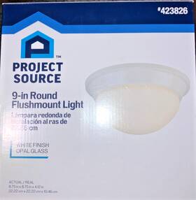 423826 Project Source 9 Inch Flushmount White Ceiling Fixture 60w Opal Glass