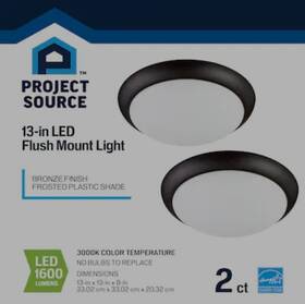 Project Source 671961419370 2-pack 13ftft Bronze Led Incandescent Flush Mount Light Energy Star New Free Ship