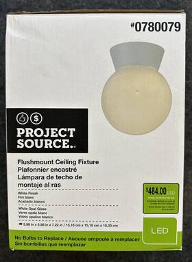 Project Source 822985519427 5.98 Inch Led Flush Mount Ceiling Fixture Matte White New Open Box