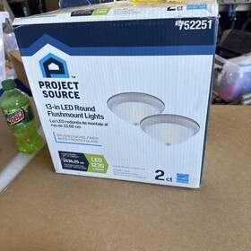 Project Source 822985540933 2-pack 13.14-in Nickel Led Flush Mount Light Energy Star