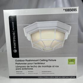 Project Source 848507004486 1-light 11.25-in Matte White Indoor/outdoor Led Flush Mount Light