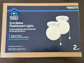 Project Source 848507011842 2 -light 5.78-in Gloss White Flush Mount Light -pack
