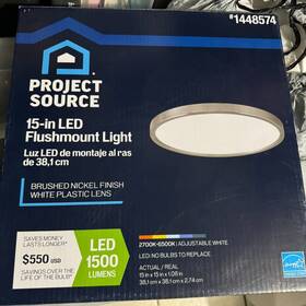 Mxl1081 Project Source New Flushmount Ceiling Fixture Led Brushed Nickel Size L/15 Inch