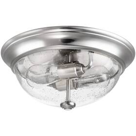 51382-01 Prominence Home Ome Madalyn 13 Inch Brushed Nickel Flush Mount Seeded Glass Bowl Indoor Light 51382
