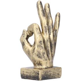 Pssopp036biugzwk-12 Pssopp Resin Hand Gesture Statue Ok Copper Modern Tabletop Sculp