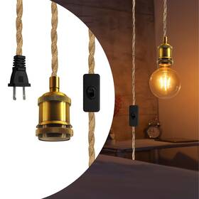P1.cu.w.219 Puanticn Vintage Plug In Pendant Light Cord 16.7 Ft Farmhouse Hanging Lights With Plu