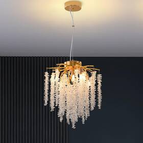 Pu-d300 Puvaue Crystal Tree Branch Chandelier Gold Roud Raindrop Pendant Light Tassel Ceil Inch