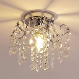 Q&s 610825534057 Small Crystal Chandelier Flush Mount Ceiling Light Fixtures Modern Mini C