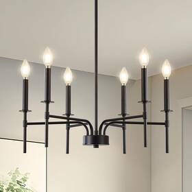 Gh3060bk240411 Qamra Metal 6 Lights Black Chandeliers For Dining Room Farmhouse Light