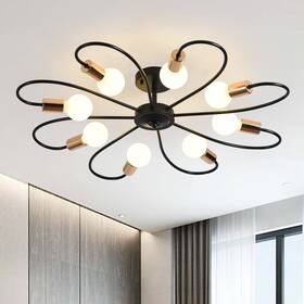 Qcyuui 732489176180 8-light Semi Flush Ceiling Light Modern Sputnik Chandeliers Mid-century Metal
