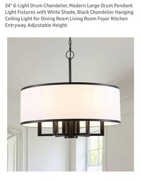 Gp3127n3b Qhantomize 24 Inch 6-light Drum Chandelier Modern Large Pendant Light Fixtures With Wh
