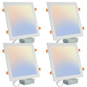 Qibt3-24f Qibang 4 Pack 11 Inch Square Led Recessed Lighting Dimmable With Junction Box 3cct 3
