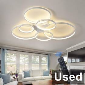 Jjj8hd Qiyimeilux 39.4 Inch Dimmable Led Ceiling Light Fixture With 6 Rings White