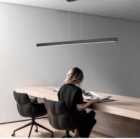 2025-016 Qjcmuuyi 31.5 Inch Black Linear Pendant Light Wooden Led Fixtures Cei